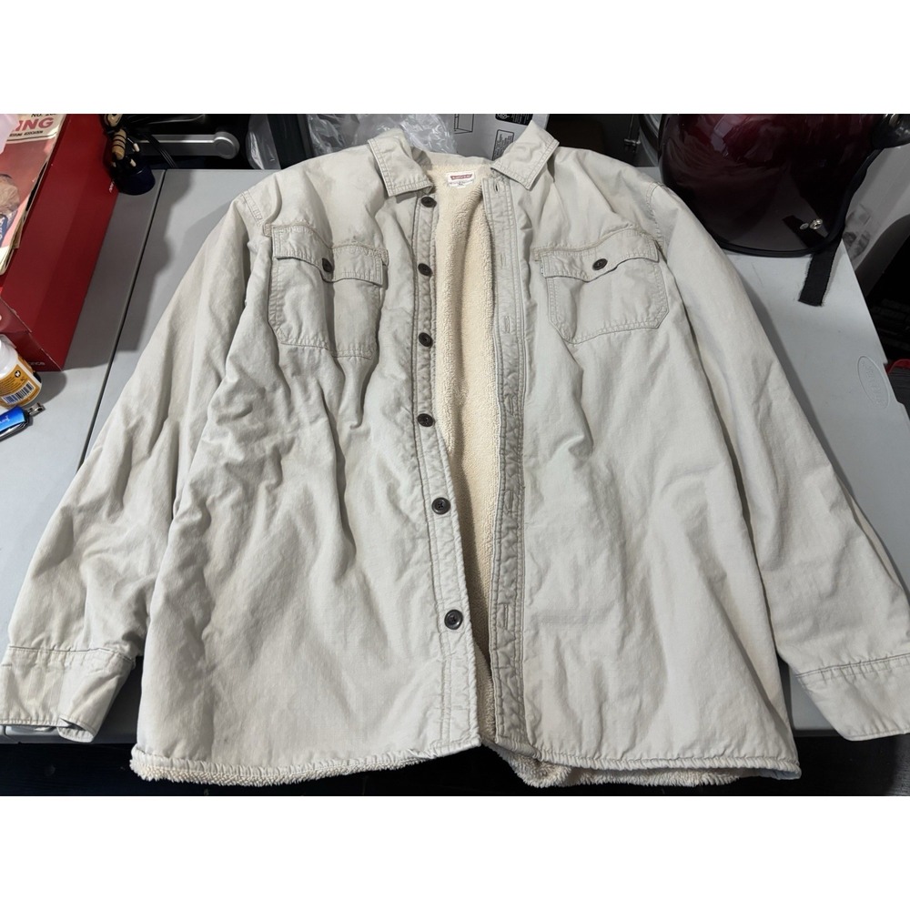 Levis Shirt Mens Extra Large Button Up Shacket Sherpa Lined Canvas